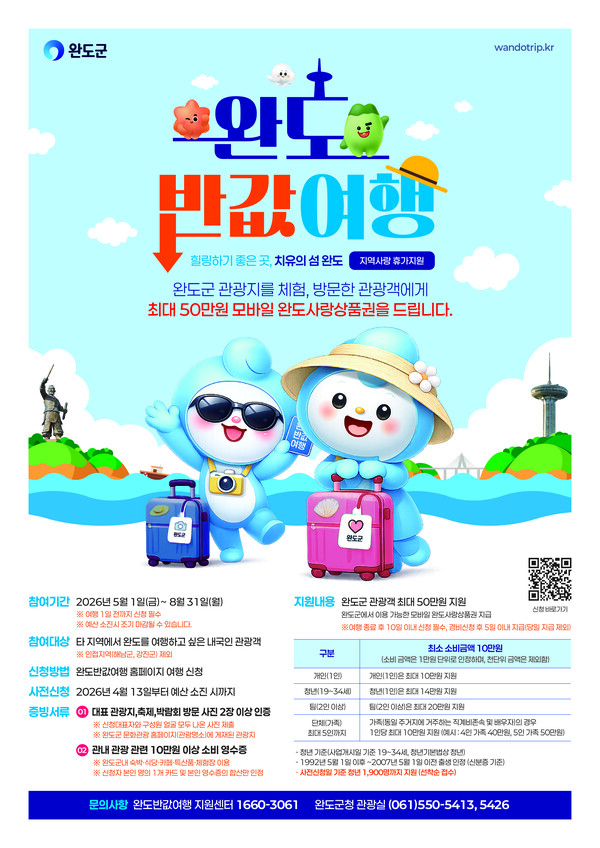 완도군 반값 여행 관련 기사 이미지